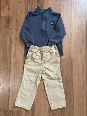 Calvin Klein Kids Beige Pull-On Pants with Sweater